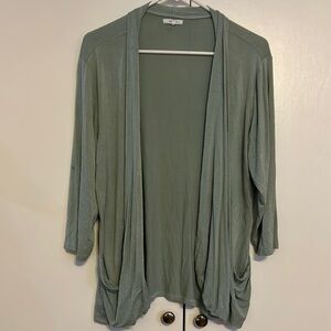 Green Open Front Cardigan
